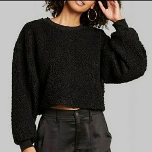 Wild Fable Women's Sherpa Cropped Pullover Sweater